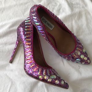 Pink glitter Steve Madden high heels